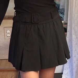 Aerie Belted Black Pleated Mini Tennis Skirt